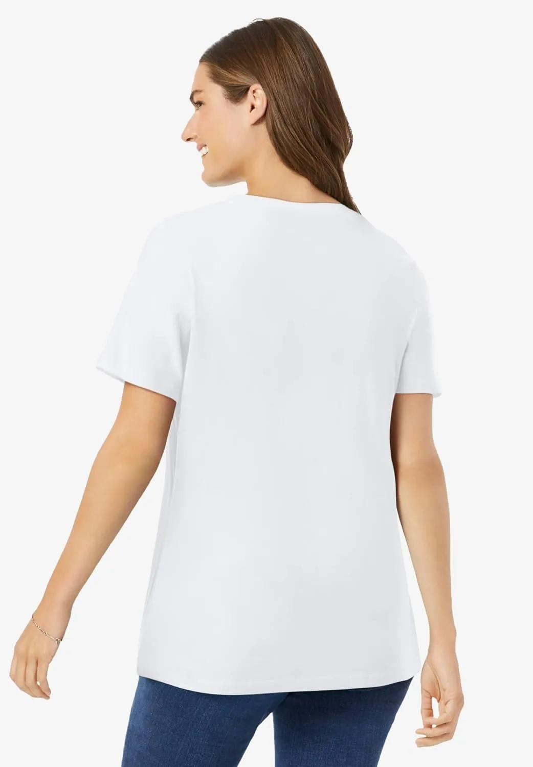 Woman Within Women's Plus Size Perfect Short-Sleeve Scoopneck Tee