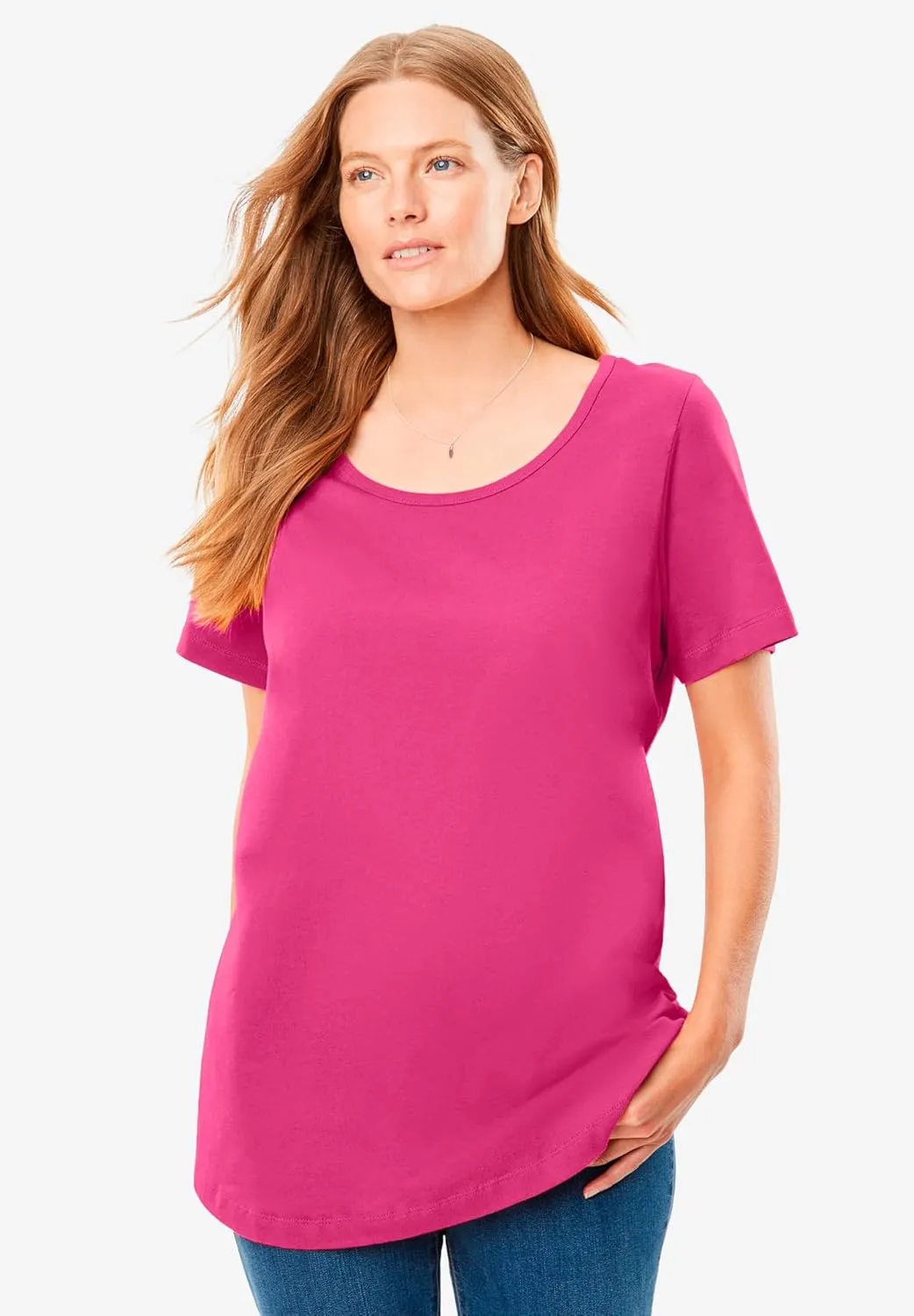 Woman Within Women's Plus Size Perfect Short-Sleeve Scoopneck Tee