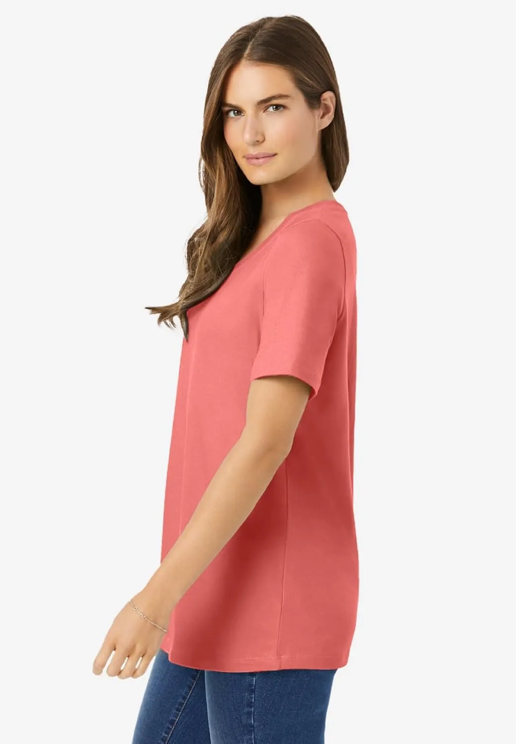 Woman Within Women's Plus Size Perfect Short-Sleeve Scoopneck Tee