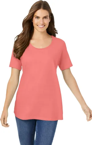 Woman Within Women's Plus Size Perfect Short-Sleeve Scoopneck Tee