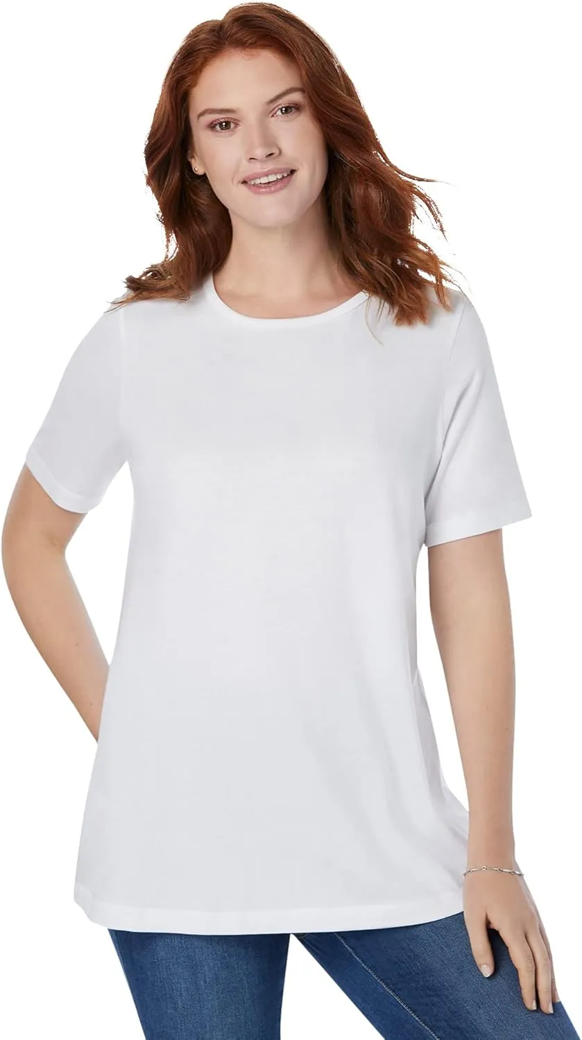 Woman Within Women's Plus Size Perfect Short-Sleeve Scoopneck Tee