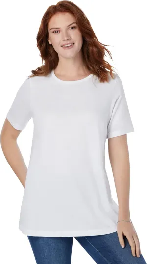 Woman Within Women's Plus Size Perfect Short-Sleeve Scoopneck Tee