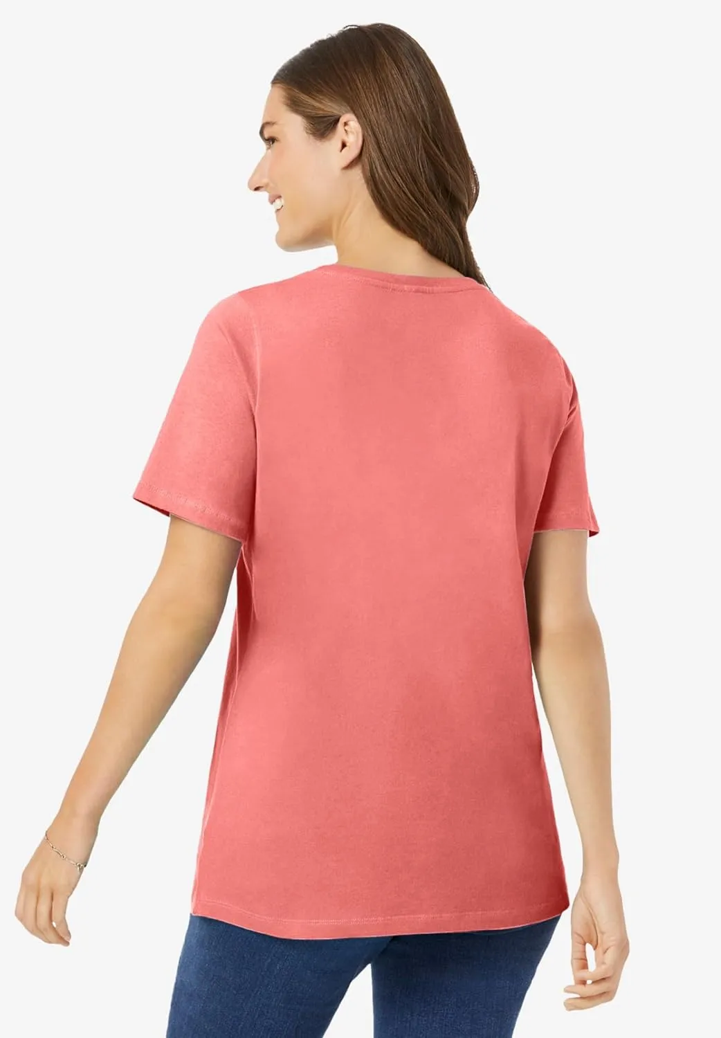 Woman Within Women's Plus Size Perfect Short-Sleeve Scoopneck Tee