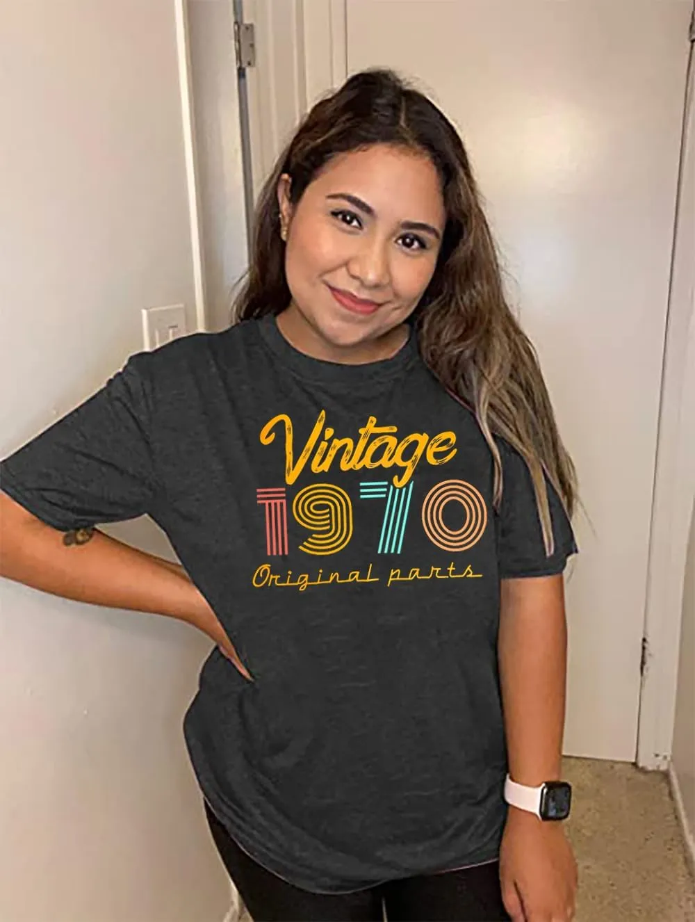 Women 55th Birthday Shirt Vintage 1970 Tshirt Fifty Five Bday Gift Casual Birthday Apparel Flower Graphic Tee Tops