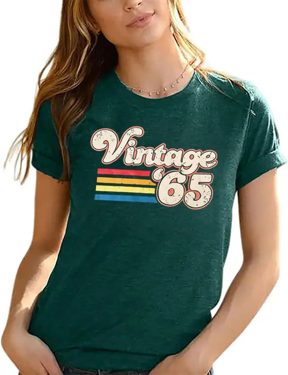 Women 60th Birthday Shirt Vintage 1965 Tshirt Sixty Bday Gift Casual Birthday Apparel Flower Graphic Short Sleeves Tee