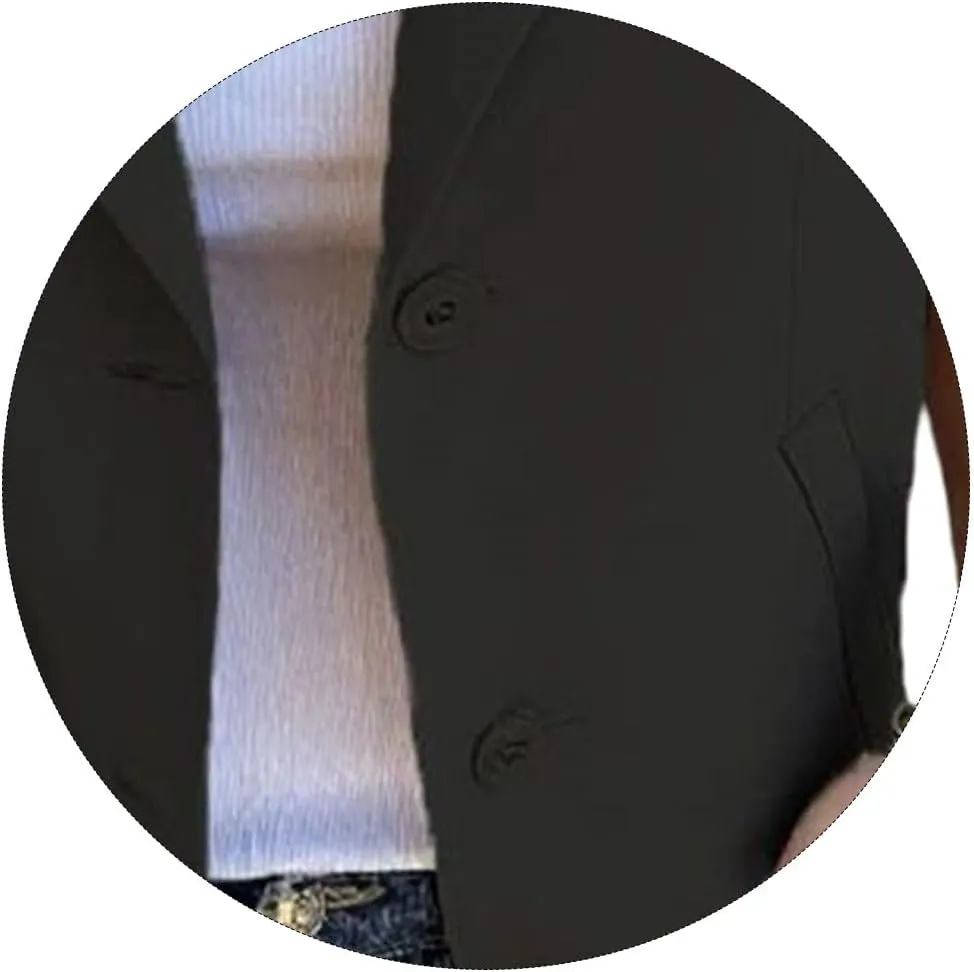 Women Casual Blazers Summer Lapel Open Front Button Half Sleeve Suit Jackets Lightweight Slim Fit Office Work Blazer
