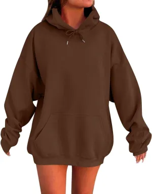 Women Oversized Hoodie Solid Color Drop Sleeve Imitation Cotton Sweatshirt Fashion Y2k Cute Loose Clothes with Pocket