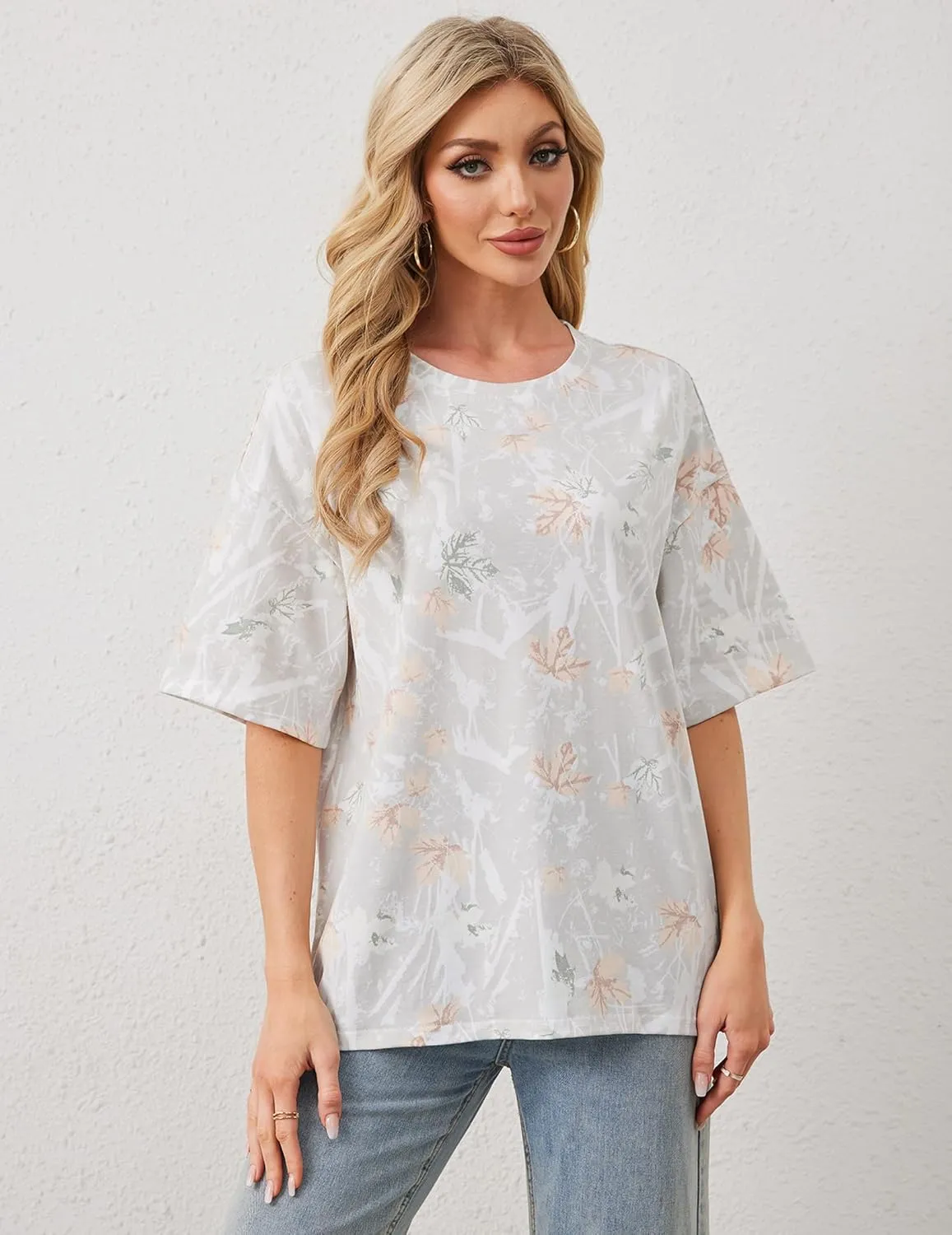 Women Oversized Striped Short Sleeve T-Shirts Color Block Crew Neck Basic Shirt Casual Loose Tops Summer Tee Shirt