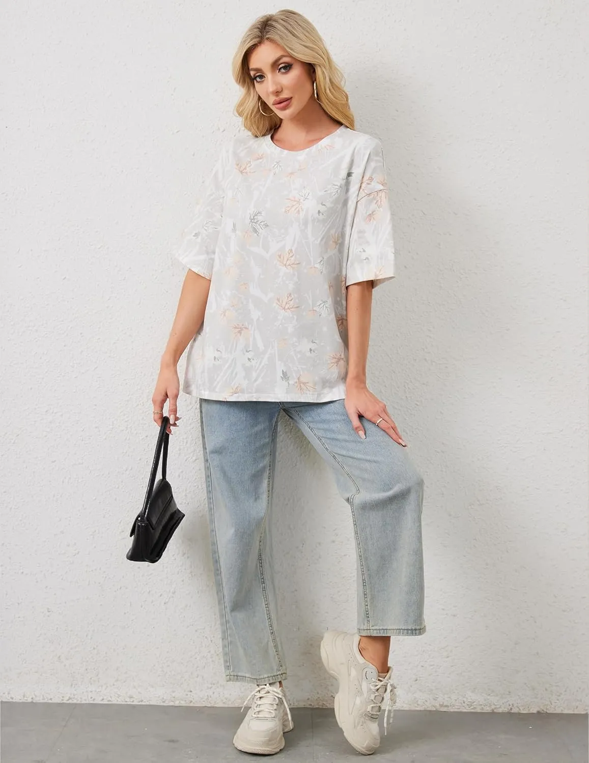 Women Oversized Striped Short Sleeve T-Shirts Color Block Crew Neck Basic Shirt Casual Loose Tops Summer Tee Shirt