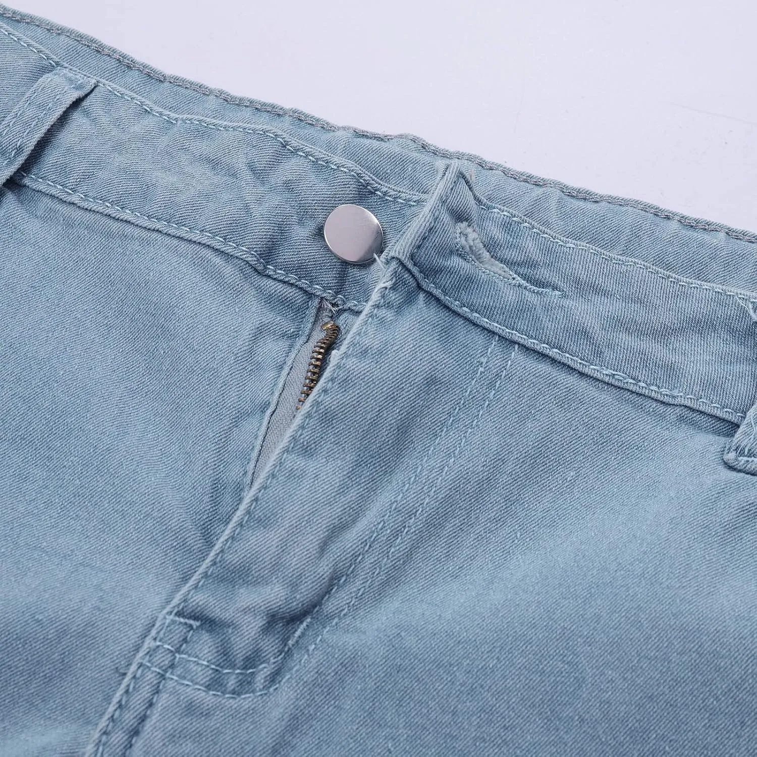 Women Slim High Waist Pencil Pants Button Sexy Skinny Jeans Pants with Pockets Trendy Comfy Stretchy Denim Trousers