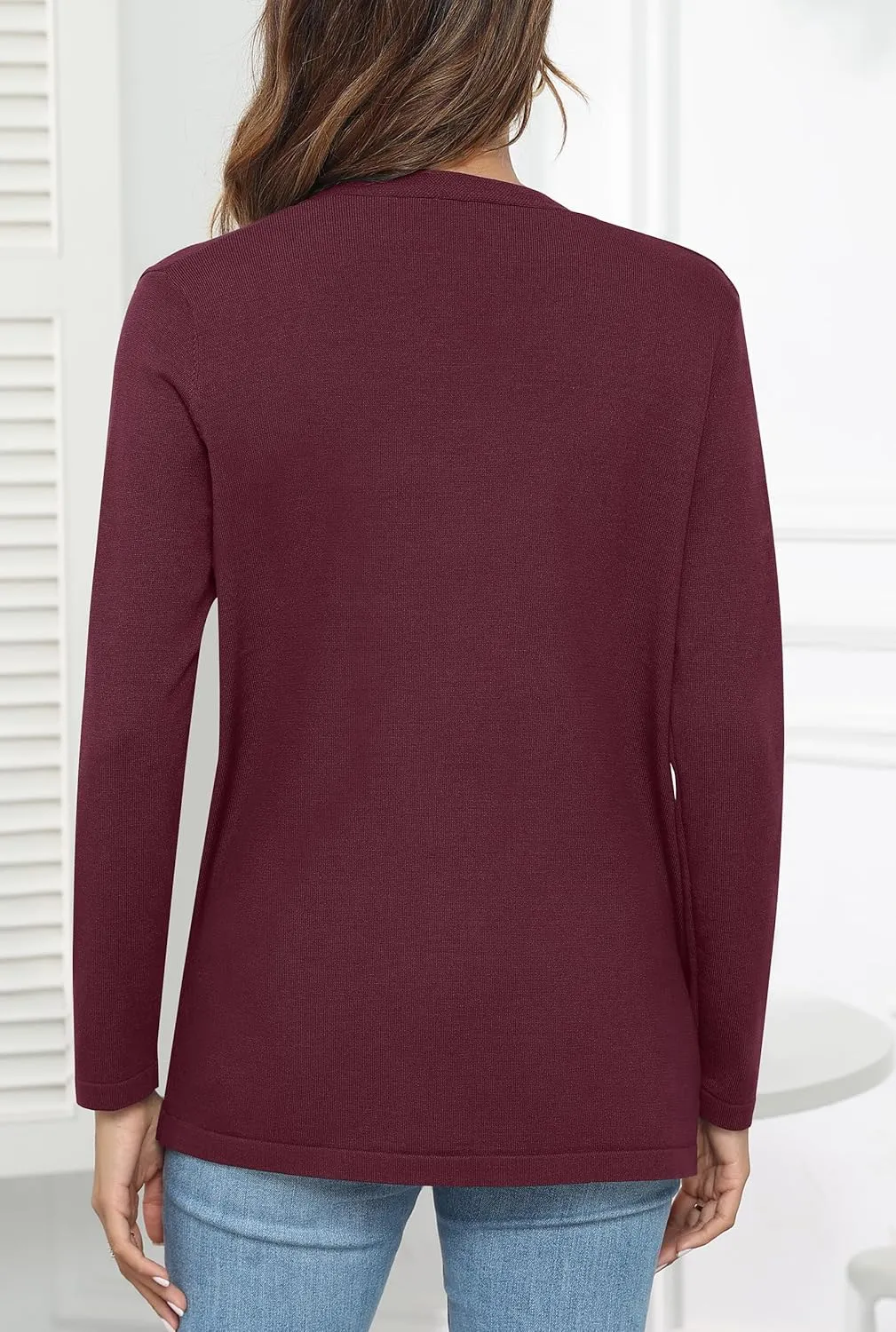 Womens 2024 Opening Cardigan Sweater Lightweight Cardigan Sweater Coat with Pocket Office Coat