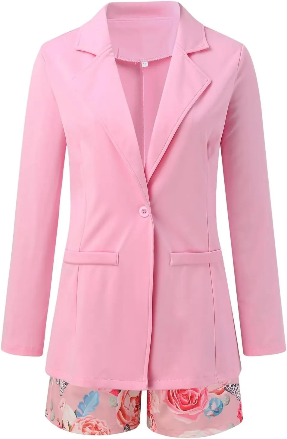 Womens 3 Piece Blazer Set Ladies Formal Office Work Business Blazer Open Front Cardigan Coat Floral Print Shorts Suits