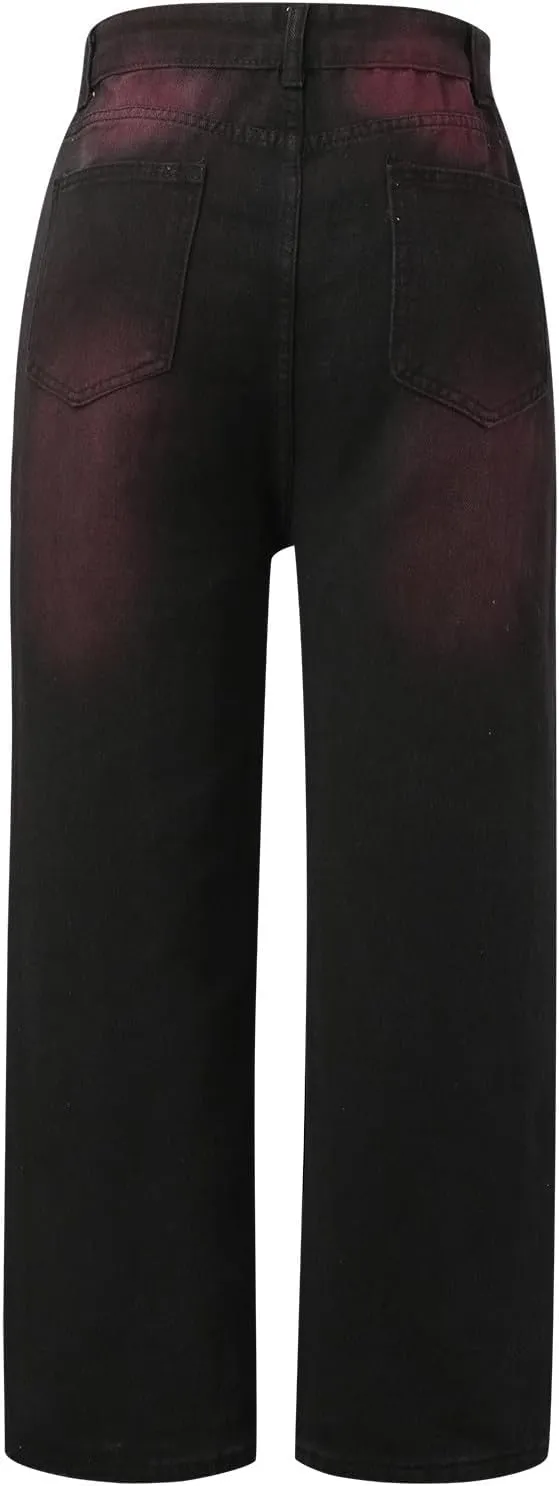 Women's Baggy Jeans Straight Wide Leg Vintage Boyfriends High Waisted Denim Pants Casual Streetwear Loose Trousers