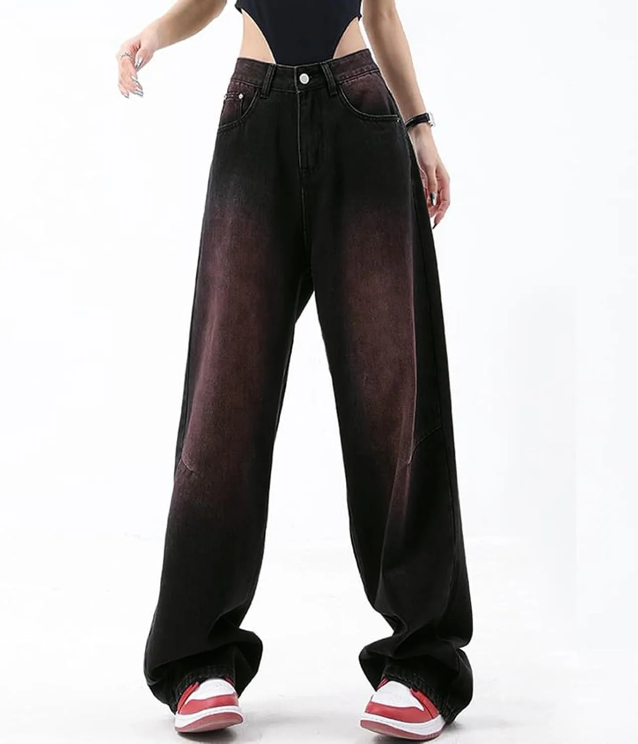 Women's Baggy Jeans Straight Wide Leg Vintage Boyfriends High Waisted Denim Pants Casual Streetwear Loose Trousers