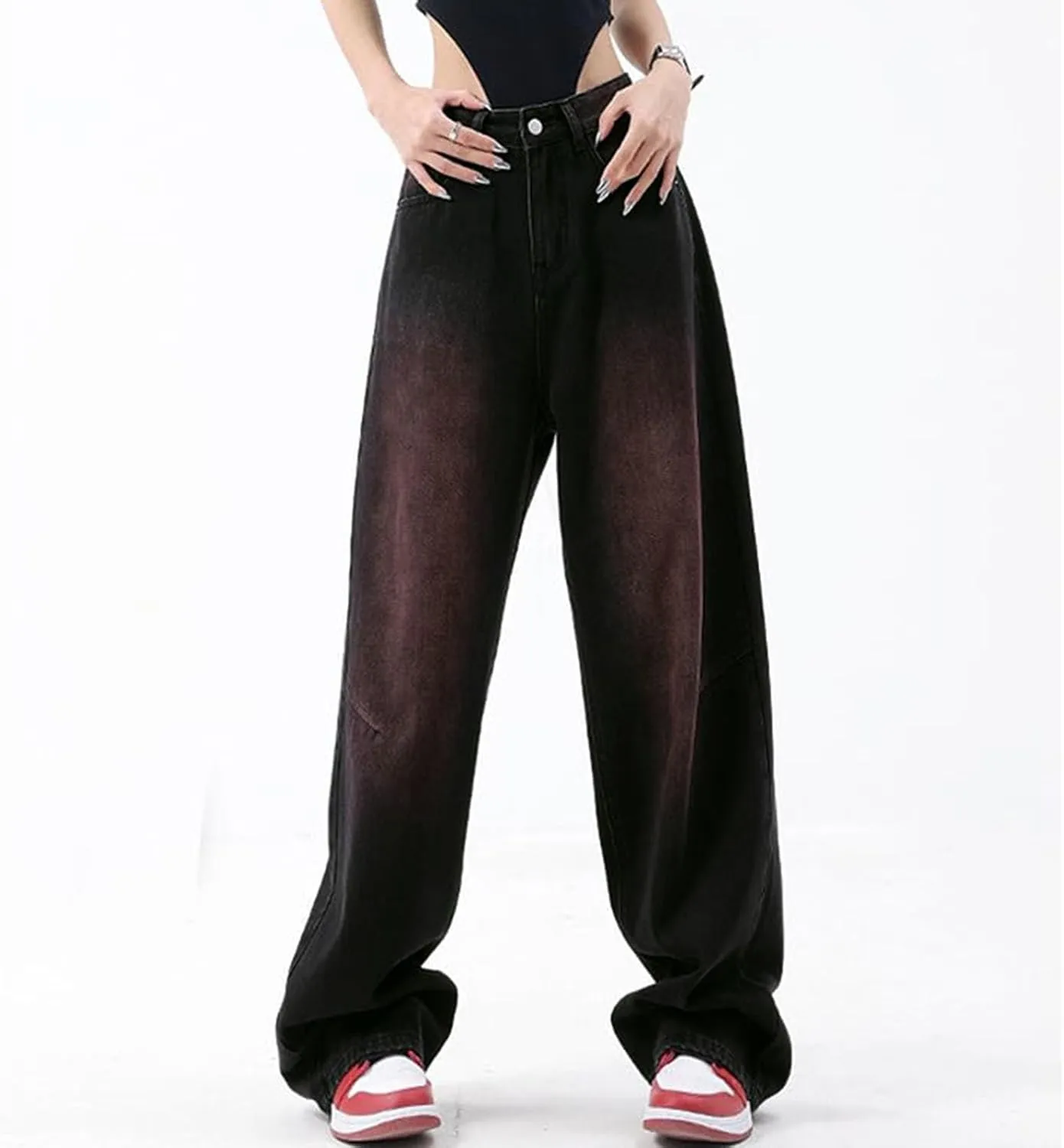 Women's Baggy Jeans Straight Wide Leg Vintage Boyfriends High Waisted Denim Pants Casual Streetwear Loose Trousers
