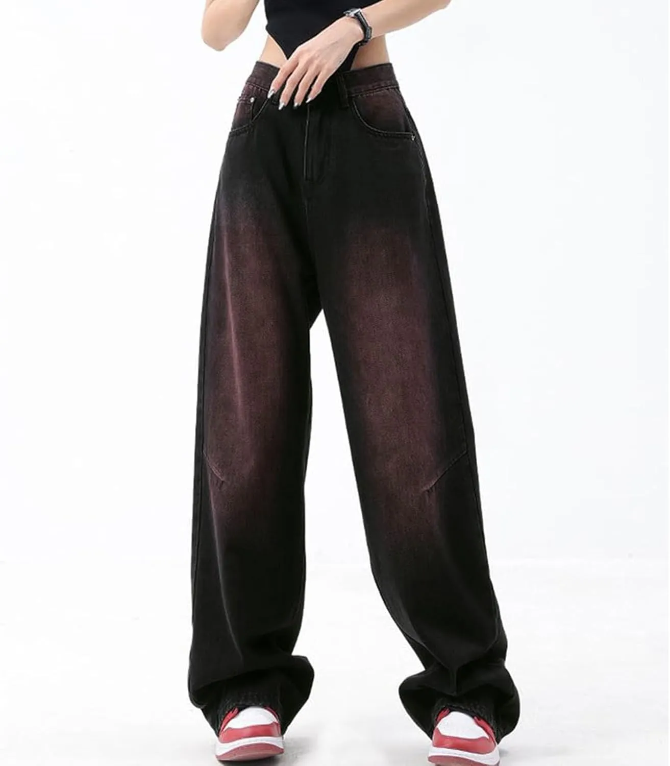 Women's Baggy Jeans Straight Wide Leg Vintage Boyfriends High Waisted Denim Pants Casual Streetwear Loose Trousers