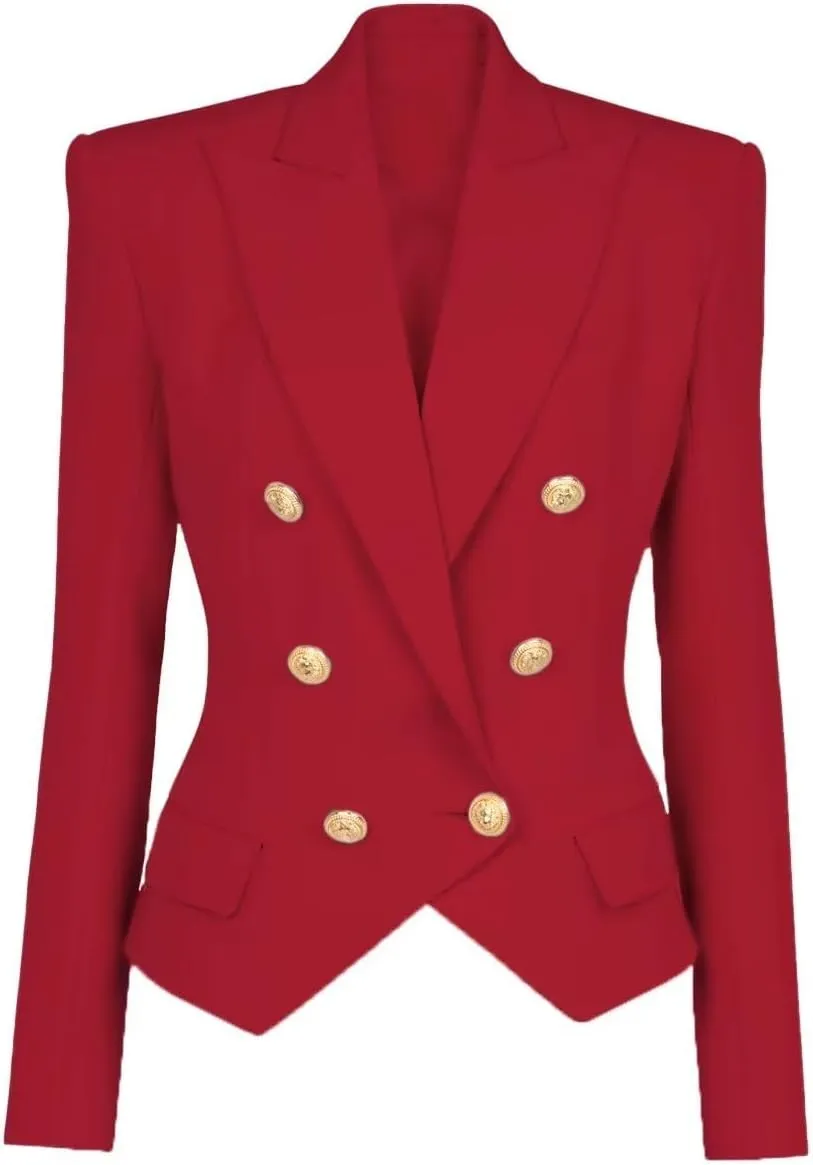 Women's Blazer Business Women Casual Long Sleeve Double Breasted Suit Jacket Office Lady Work Blazers Suit