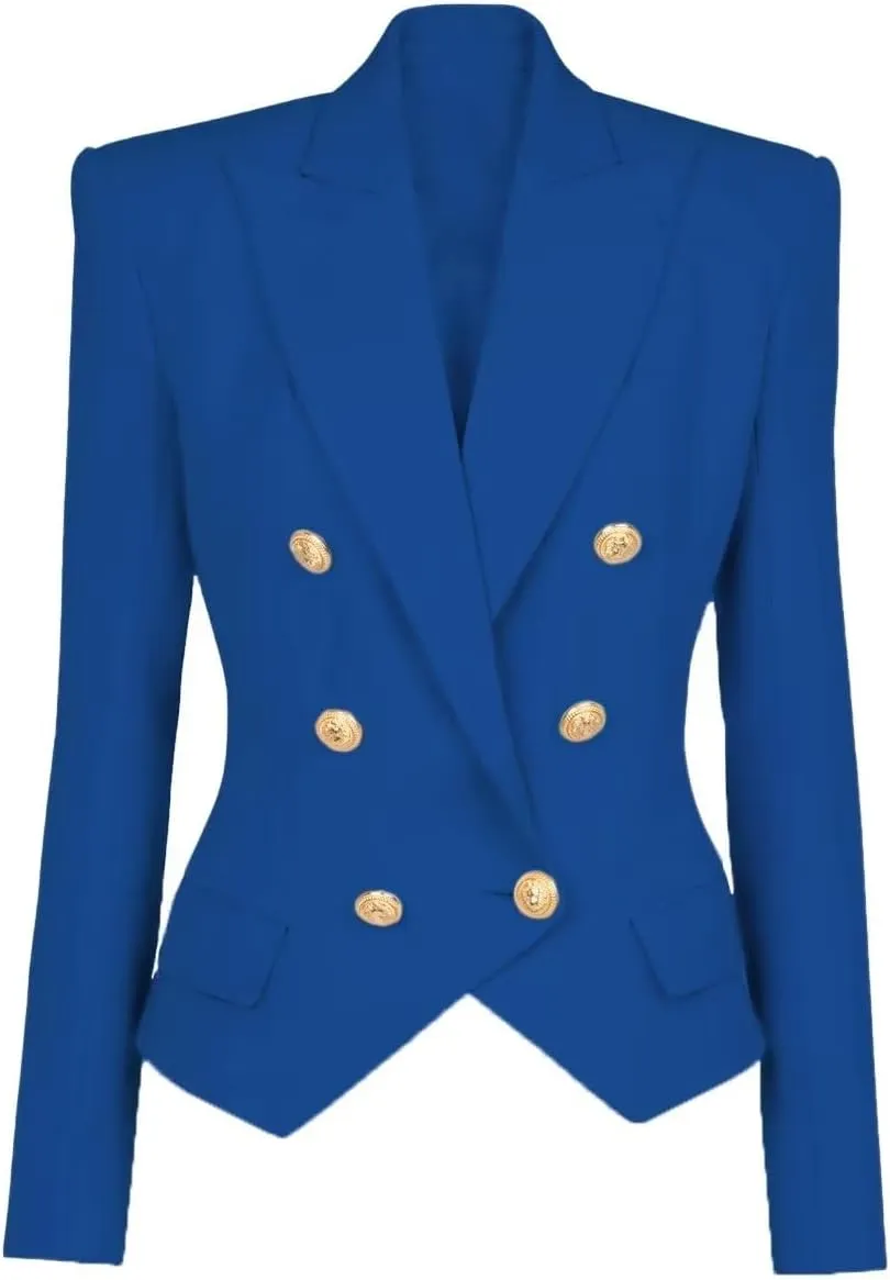 Women's Blazer Business Women Casual Long Sleeve Double Breasted Suit Jacket Office Lady Work Blazers Suit
