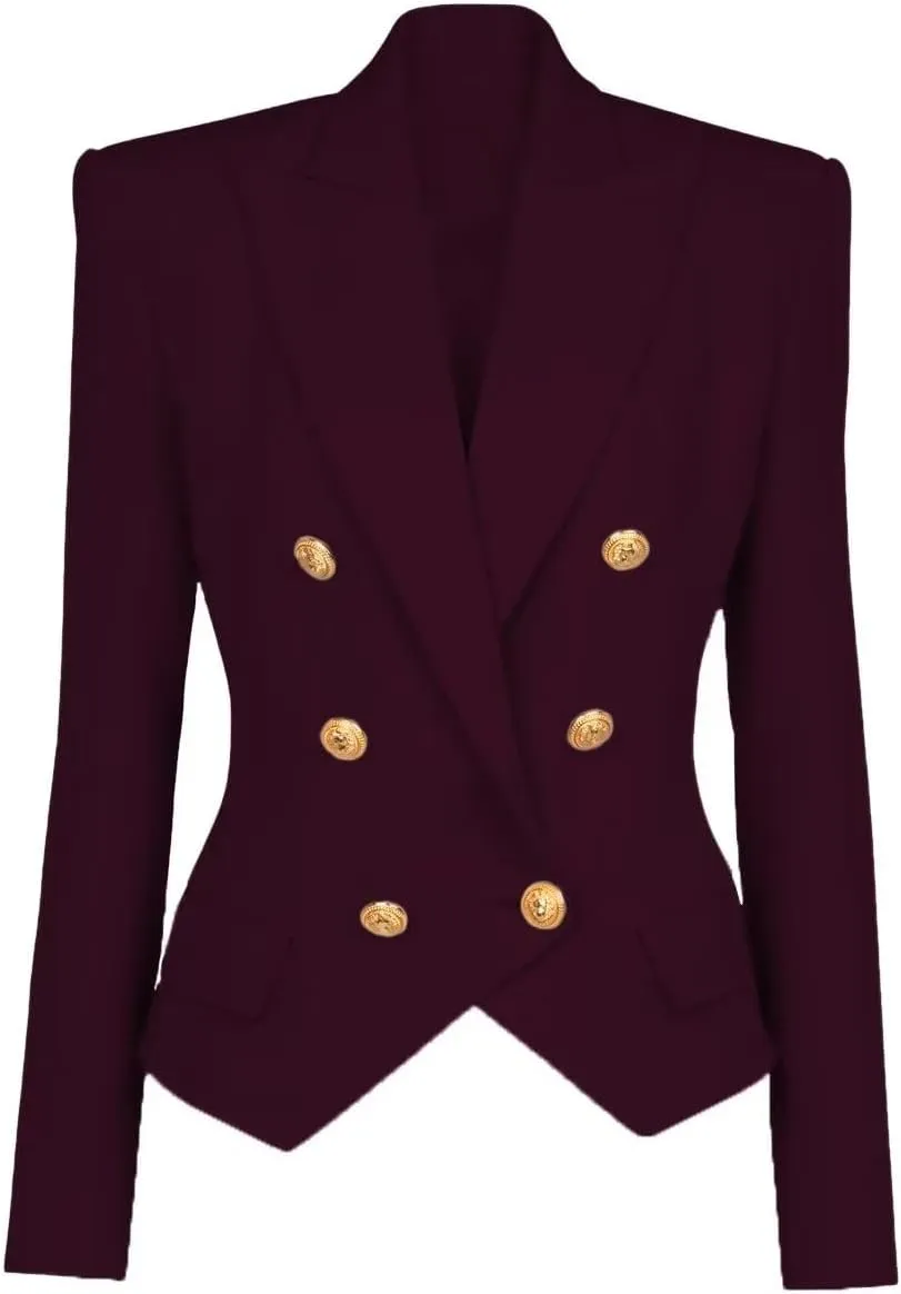 Women's Blazer Business Women Casual Long Sleeve Double Breasted Suit Jacket Office Lady Work Blazers Suit