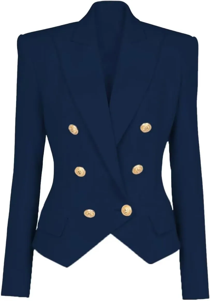 Women's Blazer Business Women Casual Long Sleeve Double Breasted Suit Jacket Office Lady Work Blazers Suit