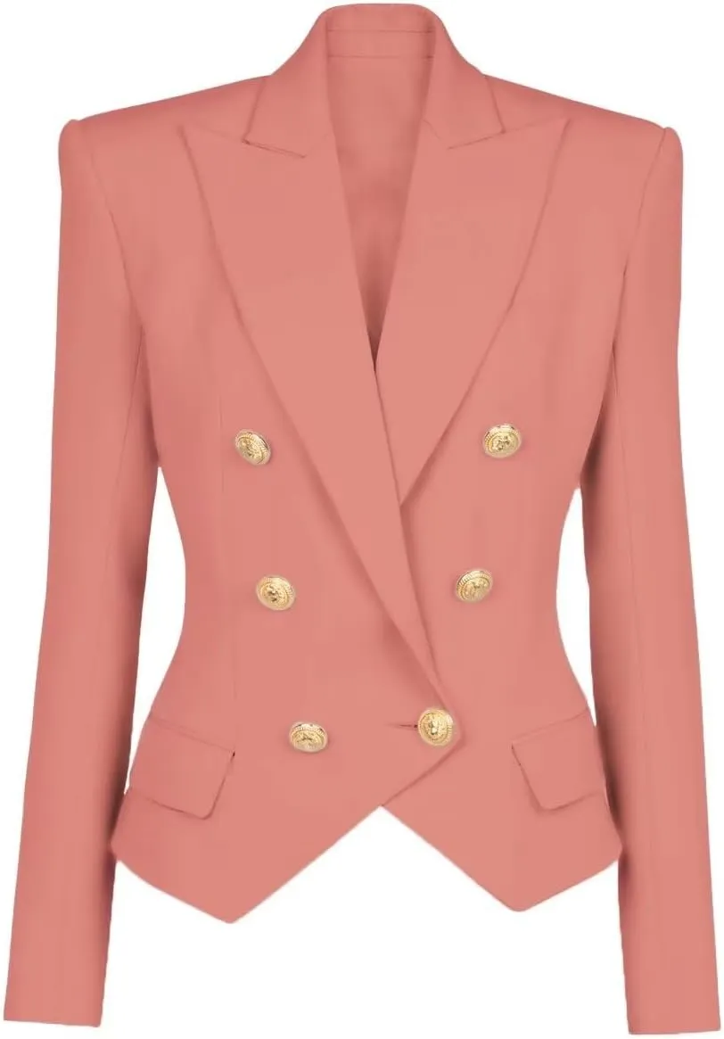 Women's Blazer Business Women Casual Long Sleeve Double Breasted Suit Jacket Office Lady Work Blazers Suit