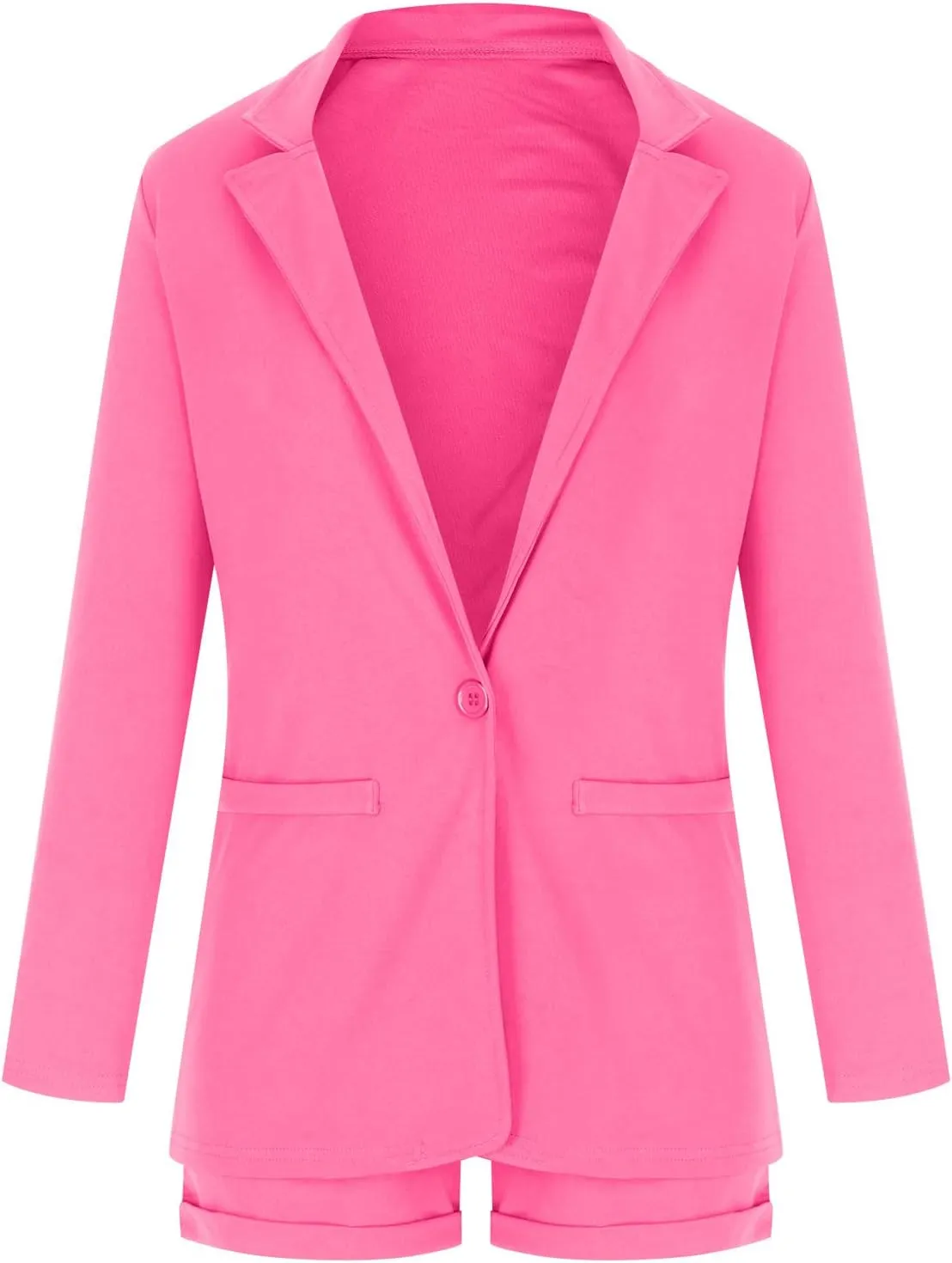 Women's Blazer Shorts Suit - Long Sleeves 2-Piece Set for Smart Office Formal Business Outfit