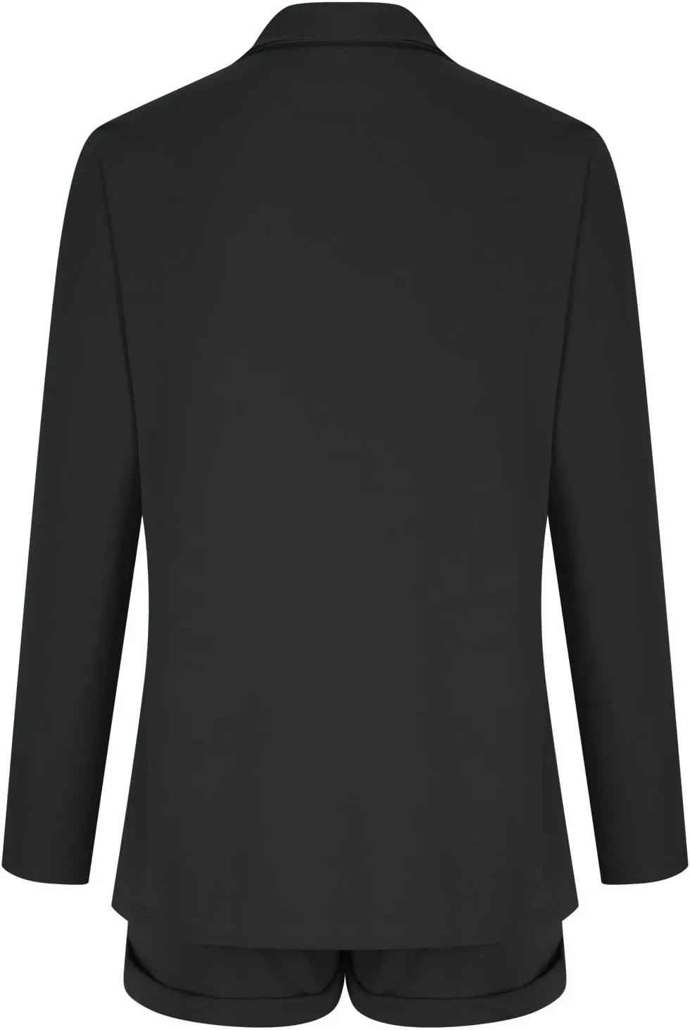 Women's Blazer Shorts Suit - Long Sleeves 2-Piece Set for Smart Office Formal Business Outfit