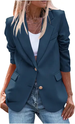 Womens Blazer Single Breasted Open Front Jacket Long Sleeve Lapel Collar Casual Blazers Work Office Suit Outerwear
