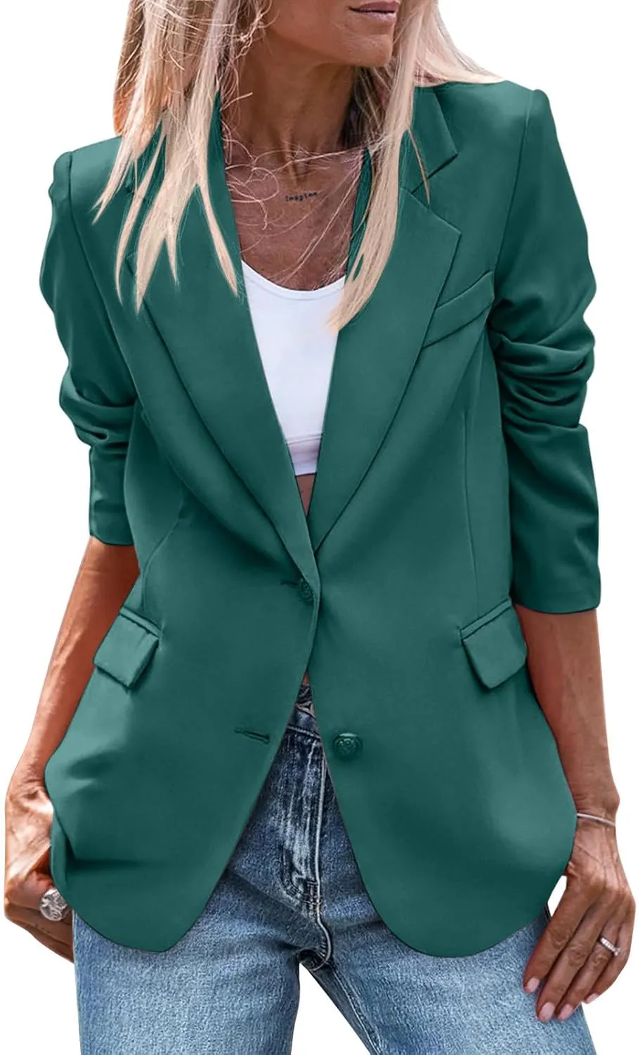 Womens Blazer Single Breasted Open Front Jacket Long Sleeve Lapel Collar Casual Blazers Work Office Suit Outerwear