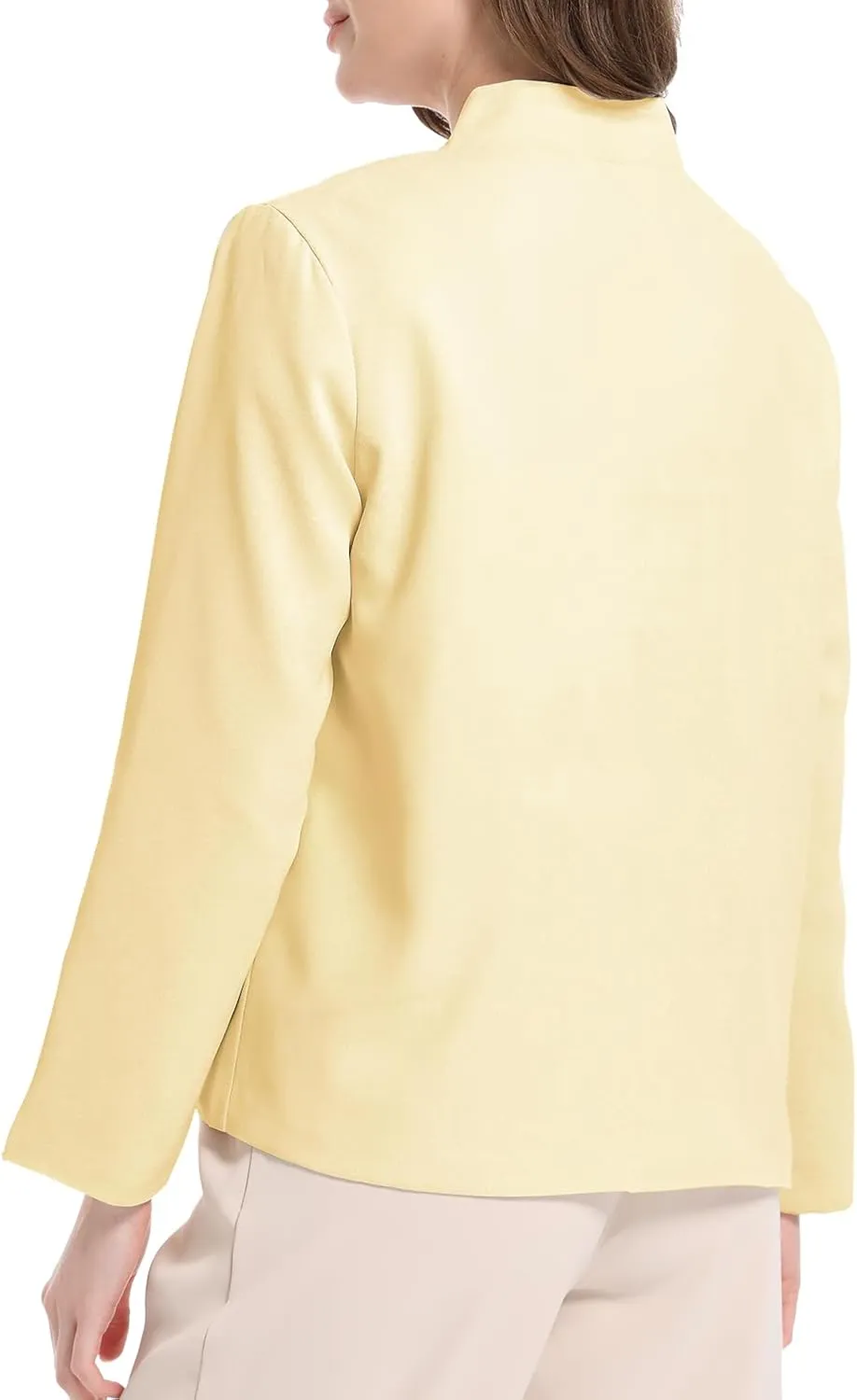 Women's Casual Business Open Front Long Sleeve Notch Lapel Lightweight Office Blazer Jacket
