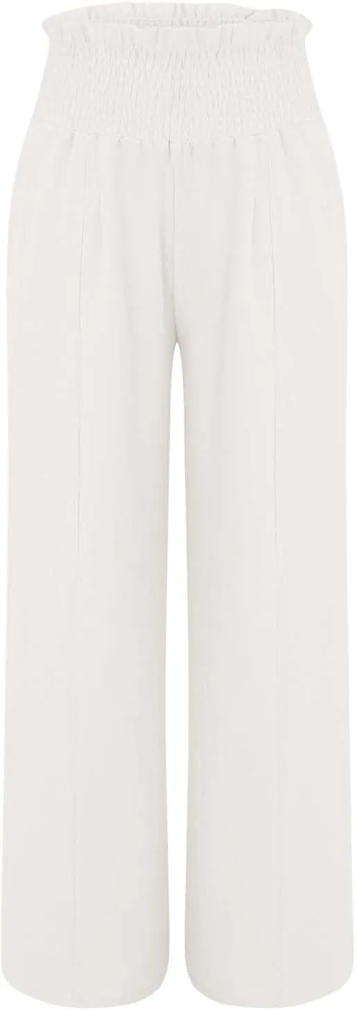 Women's Casual Pants Linen Womens Clothing Pants Wide Leg Long Pant Trousers with Pocket Linen Blend Pants Linen Outfit