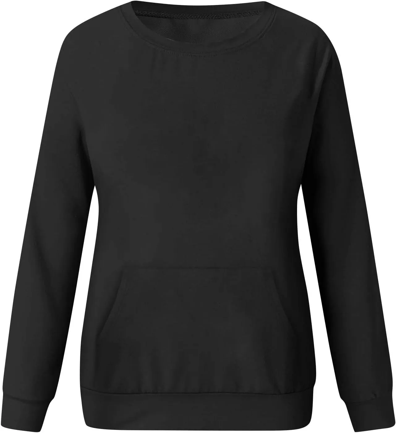 Womens Crewneck Sweatshirt Fleece Long Sleeve Cute Sweatshirts No Hooded Y2k Plain Trendy Hoodies with Pockets