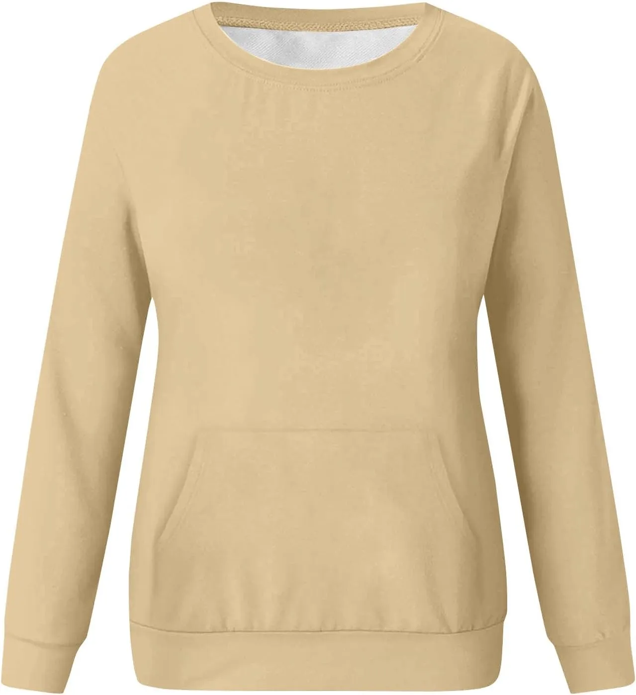 Womens Crewneck Sweatshirt with Pockets Long Sleeve Tunic Tops Oversized Pullover Sweater Cute Hoodies for Teen Girls