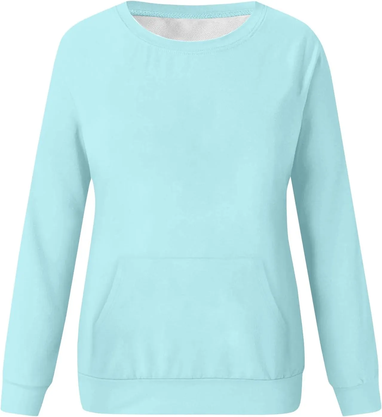 Womens Crewneck Sweatshirt with Pockets Long Sleeve Tunic Tops Oversized Pullover Sweater Cute Hoodies for Teen Girls