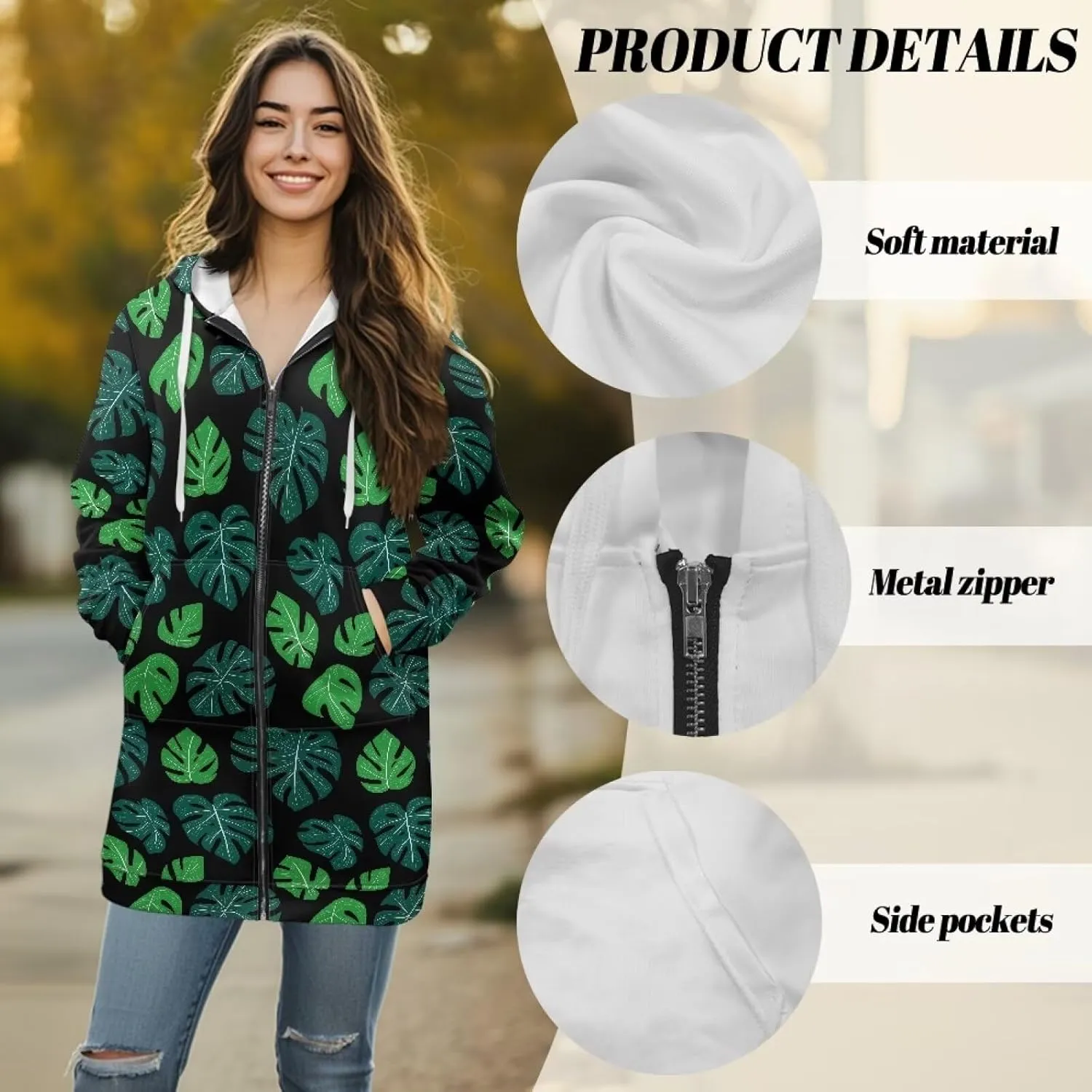 Women's Full Zip Up Hoodie Long Sleeve Zipper Pullover Hoodies Fall Long Jackets with Pockets Tunic Sweatshirt Cardigan S-3XL