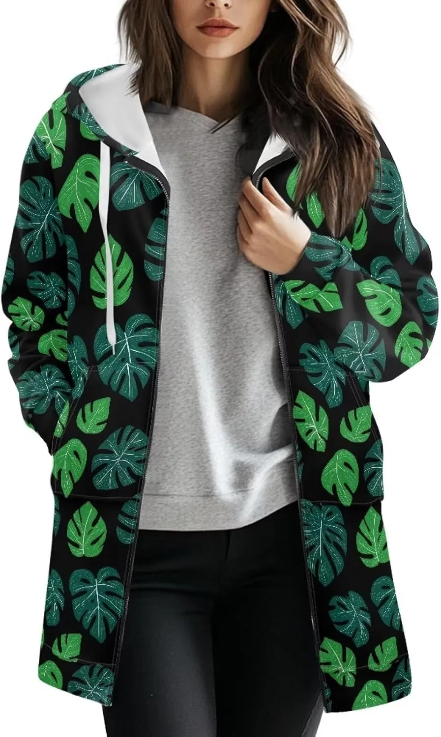 Women's Full Zip Up Hoodie Long Sleeve Zipper Pullover Hoodies Fall Long Jackets with Pockets Tunic Sweatshirt Cardigan S-3XL