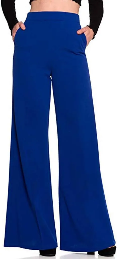 Women's High Waisted Flare Pants Casual Elastic Waist Wide Leg Stretchy Long Trousers Fashion Solid Color Fitness Yoga Pants