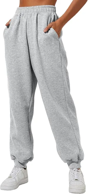 Womens High Waisted Sweatpants Workout Active Cinch Bottom Joggers Pants Mid Rise Baggy Athletic Trousers with Pocket