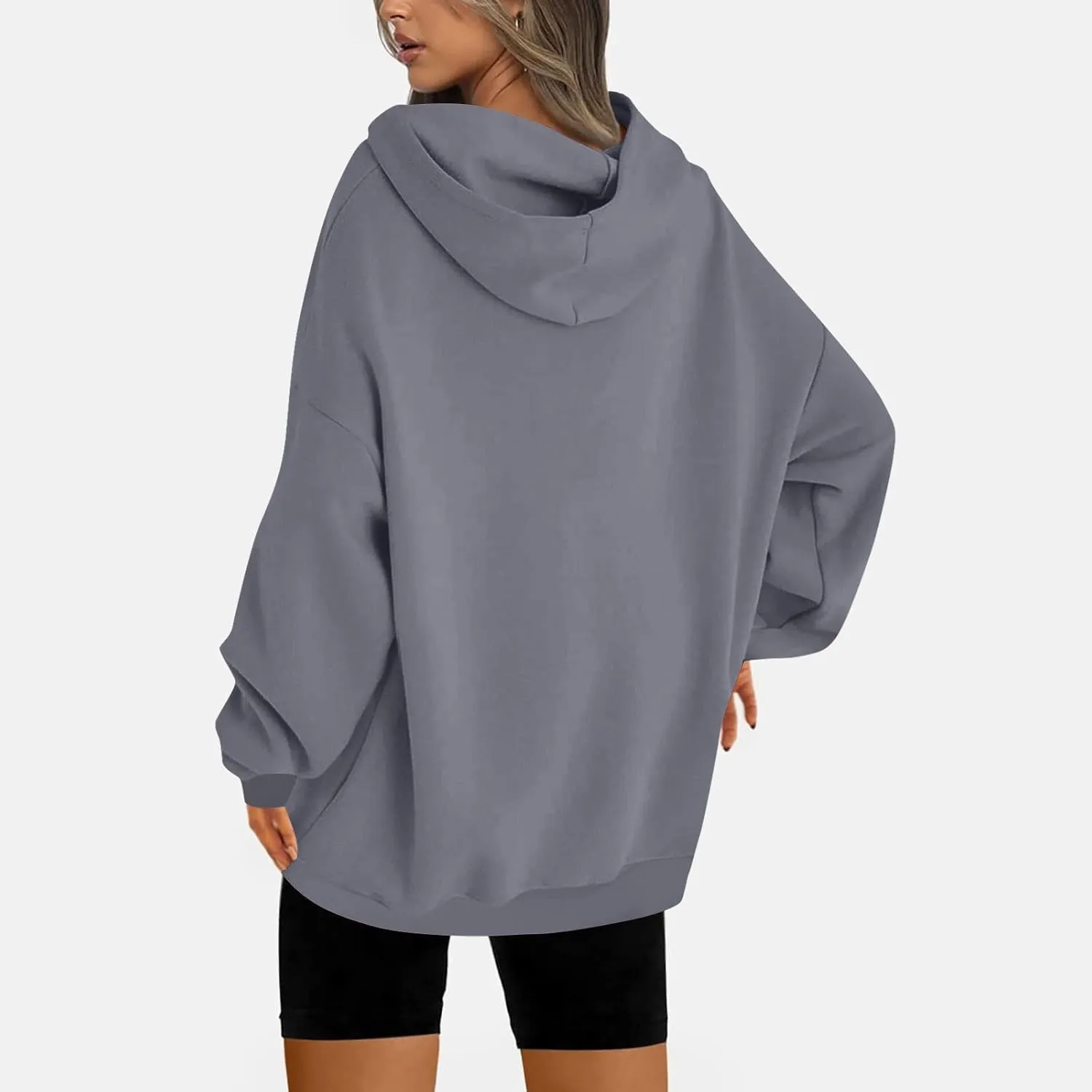 Women's Hoodies Oversized Casual Plus Size Sweatshirts with Drawstring Crew Neck Long Sleeve Cute Fleece Tops