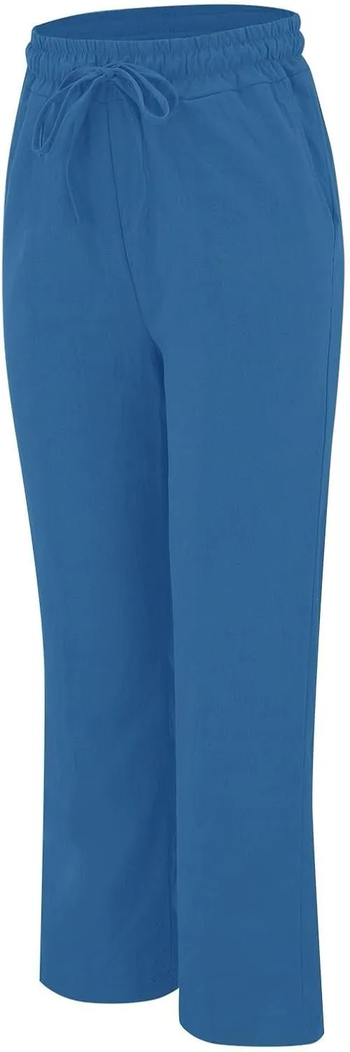 Women's Linen Pants Women's Relax Fit Linen Pants - Lightweight Summer Casual Trousers with Elastic Waist