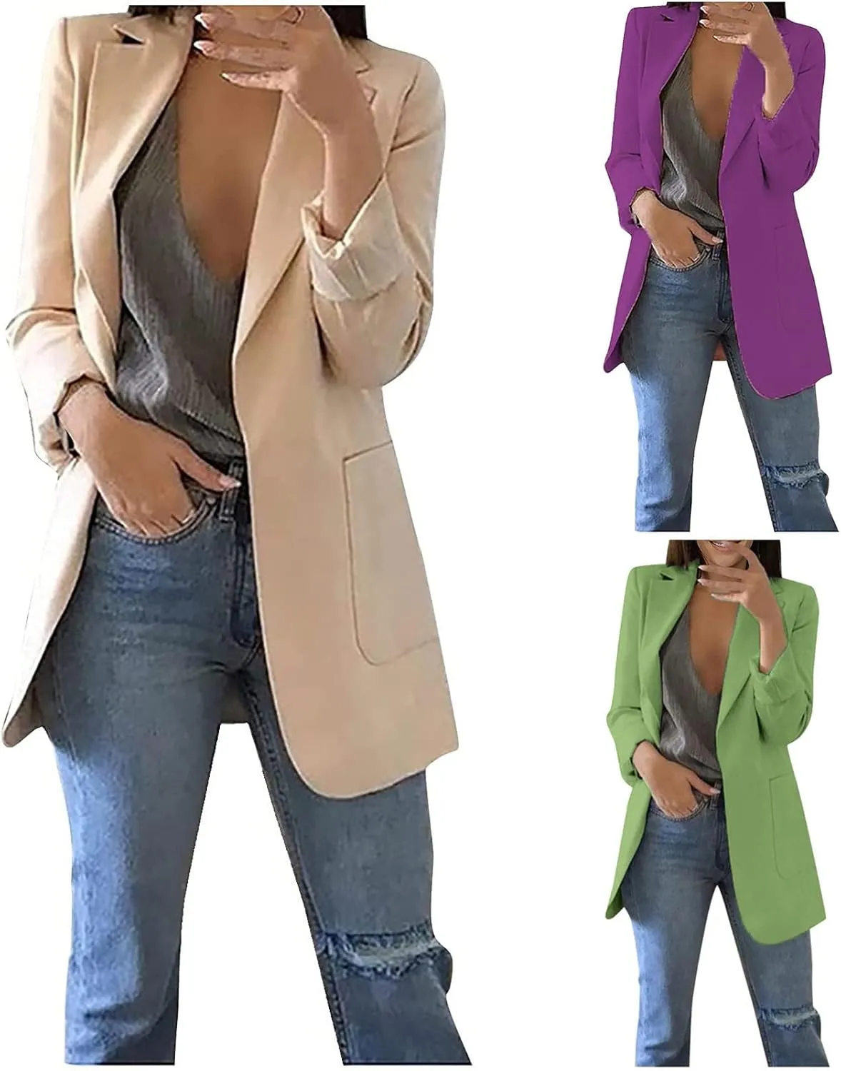 Women's Long Sleeve Casual Blazer Oversized Blazer Coat Open Front Cardigan Jacket Plus Size Blazers Work Dress Jacket