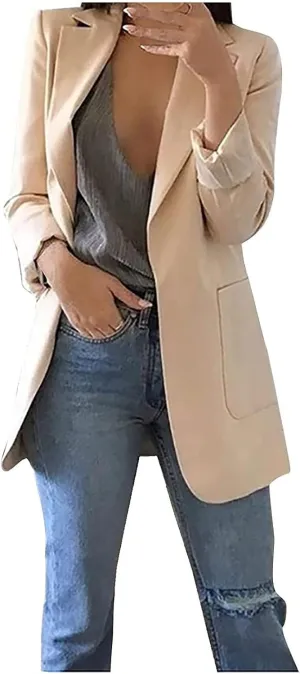 Women's Long Sleeve Casual Blazer Oversized Blazer Coat Open Front Cardigan Jacket Plus Size Blazers Work Dress Jacket