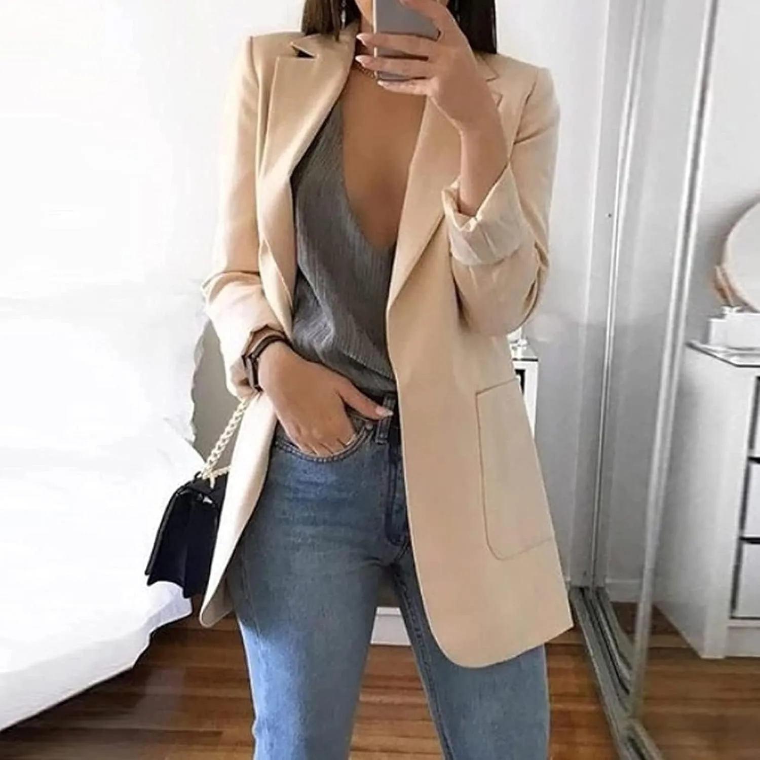 Women's Long Sleeve Casual Blazer Oversized Blazer Coat Open Front Cardigan Jacket Plus Size Blazers Work Dress Jacket