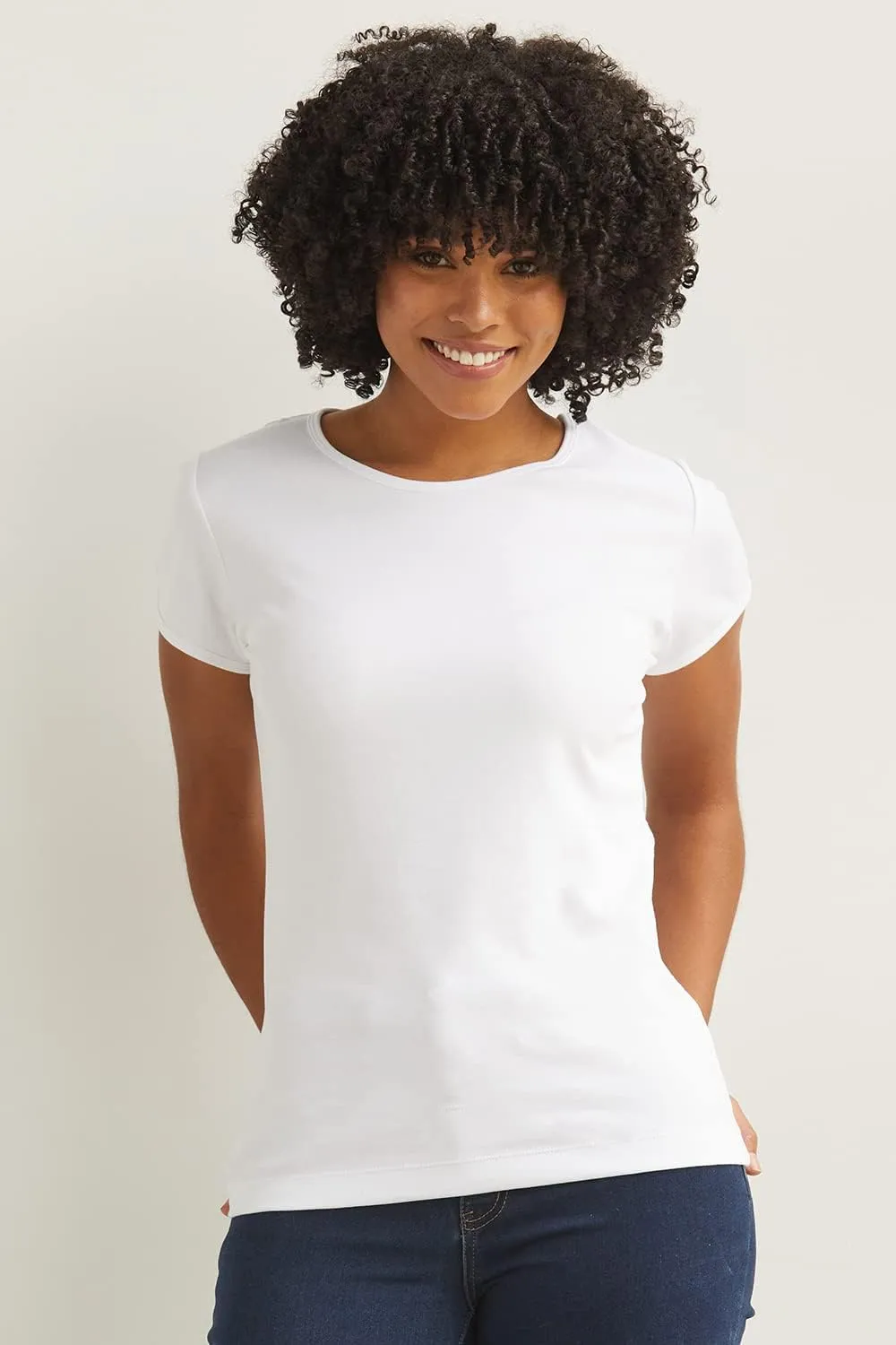Women's Luxe 100% Organic Pima Cotton Short Sleeve Jewel Neck Tee