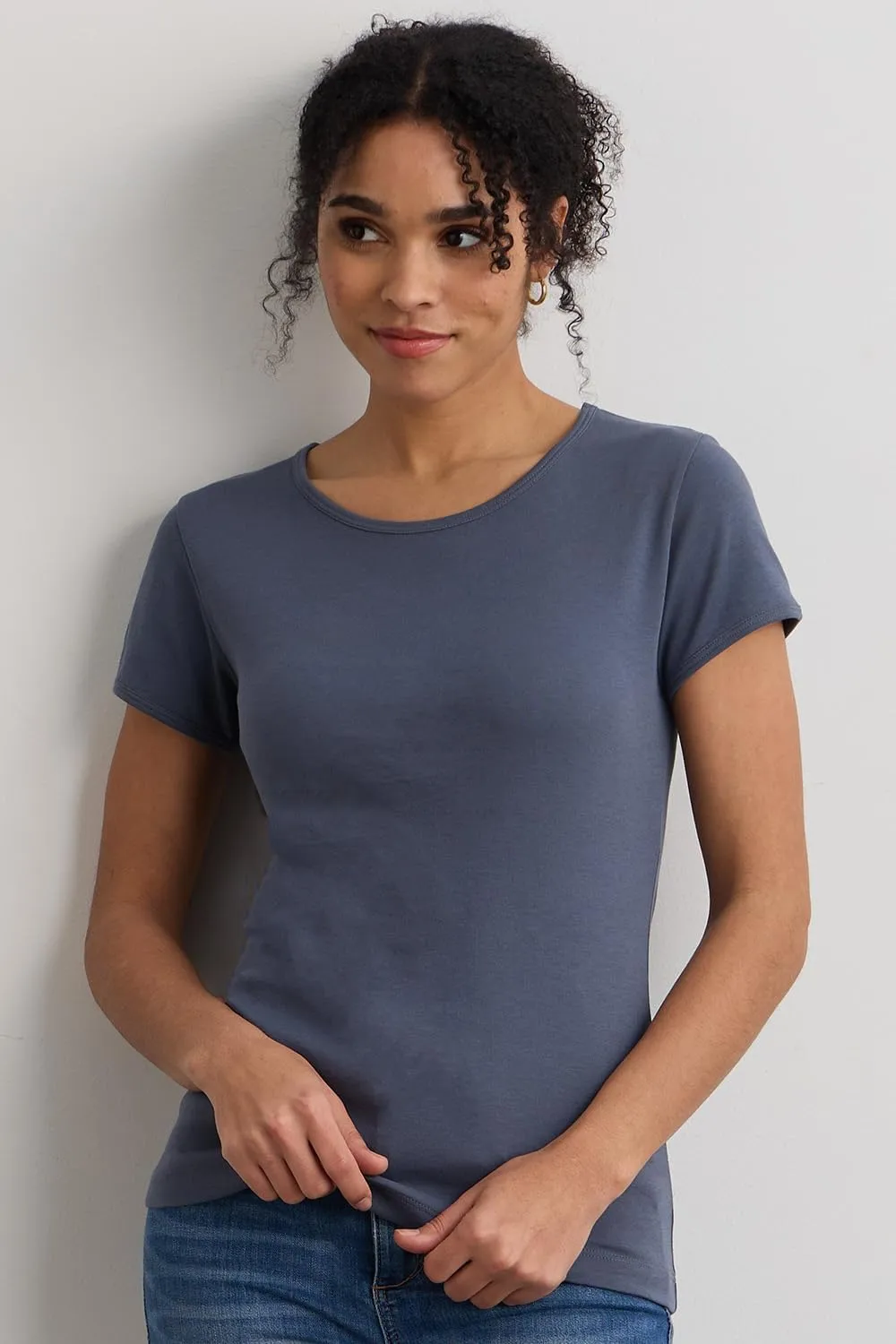 Women's Luxe 100% Organic Pima Cotton Short Sleeve Jewel Neck Tee