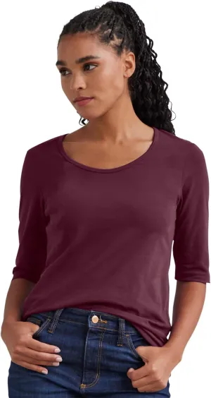 Women's Organic Pima Cotton Elbow Sleeve Scoop Neck Tee
