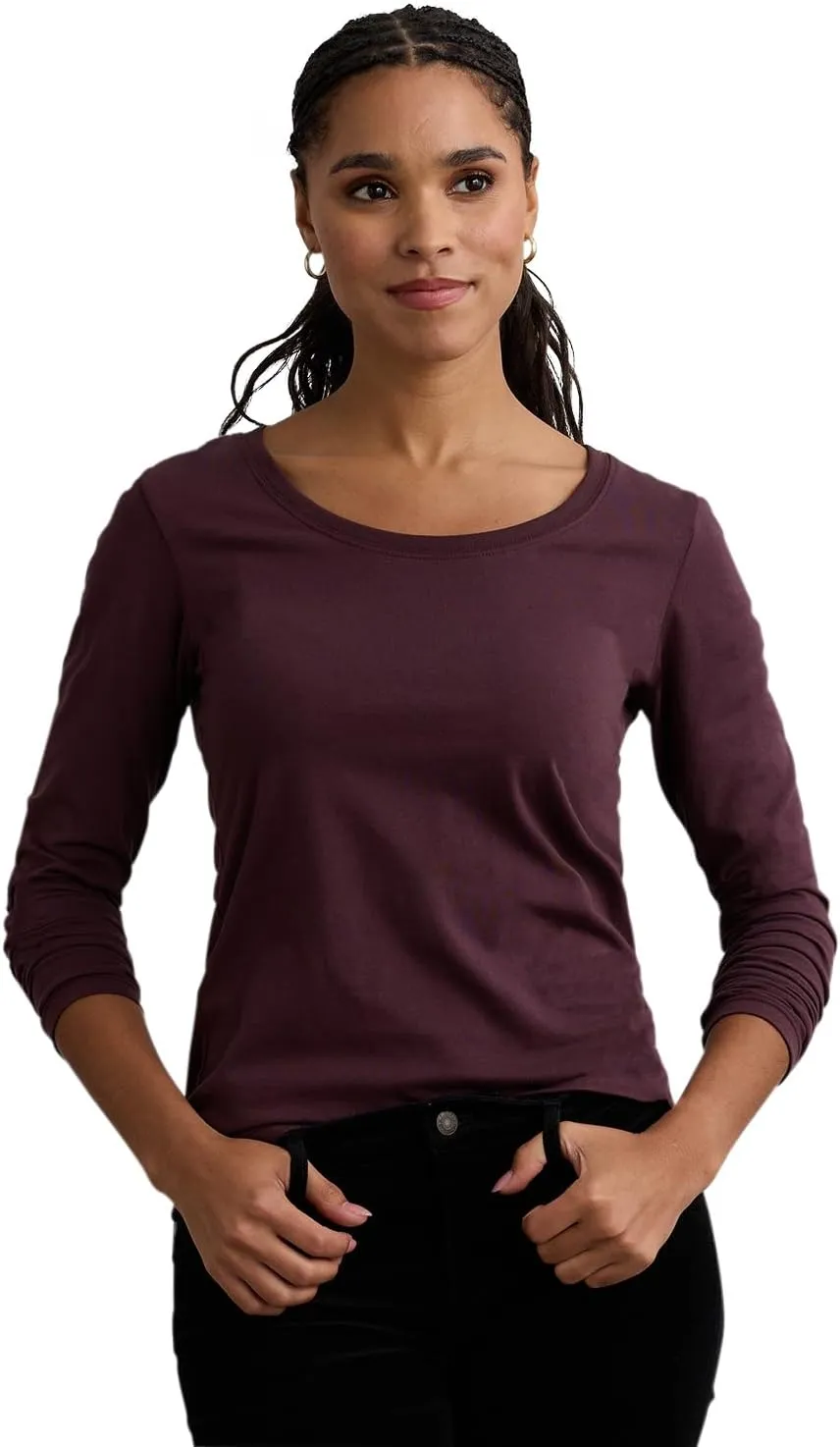 Women's Organic Pima Cotton Long Sleeve Scoop Neck Tee