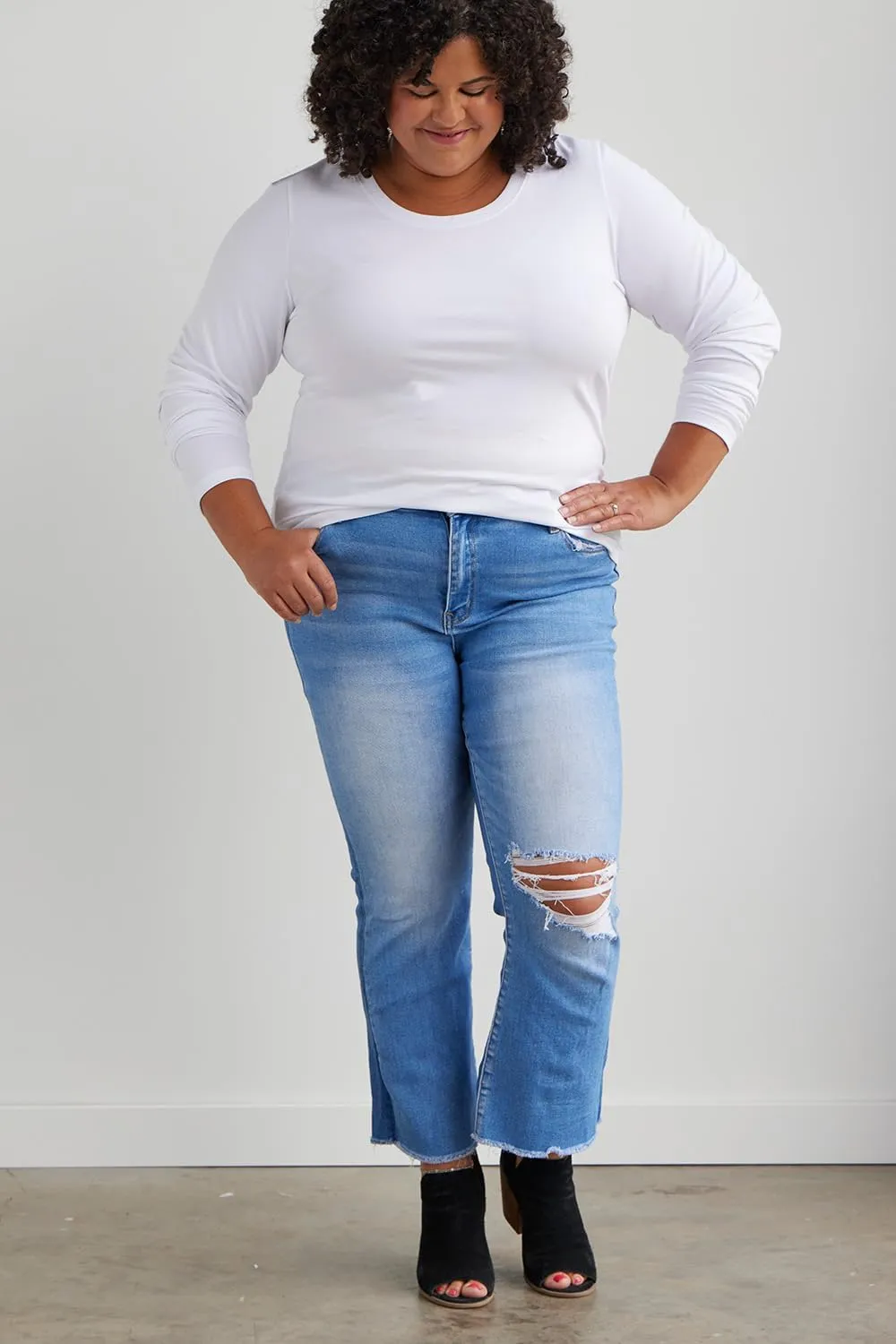 Women's Organic Pima Cotton Long Sleeve Scoop Neck Tee