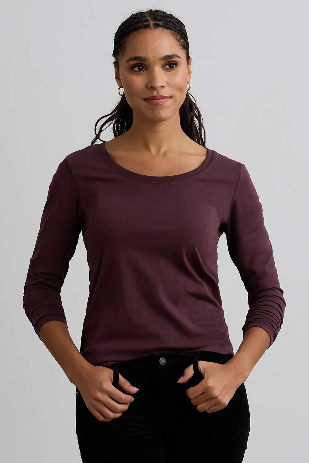 Women's Organic Pima Cotton Long Sleeve Scoop Neck Tee