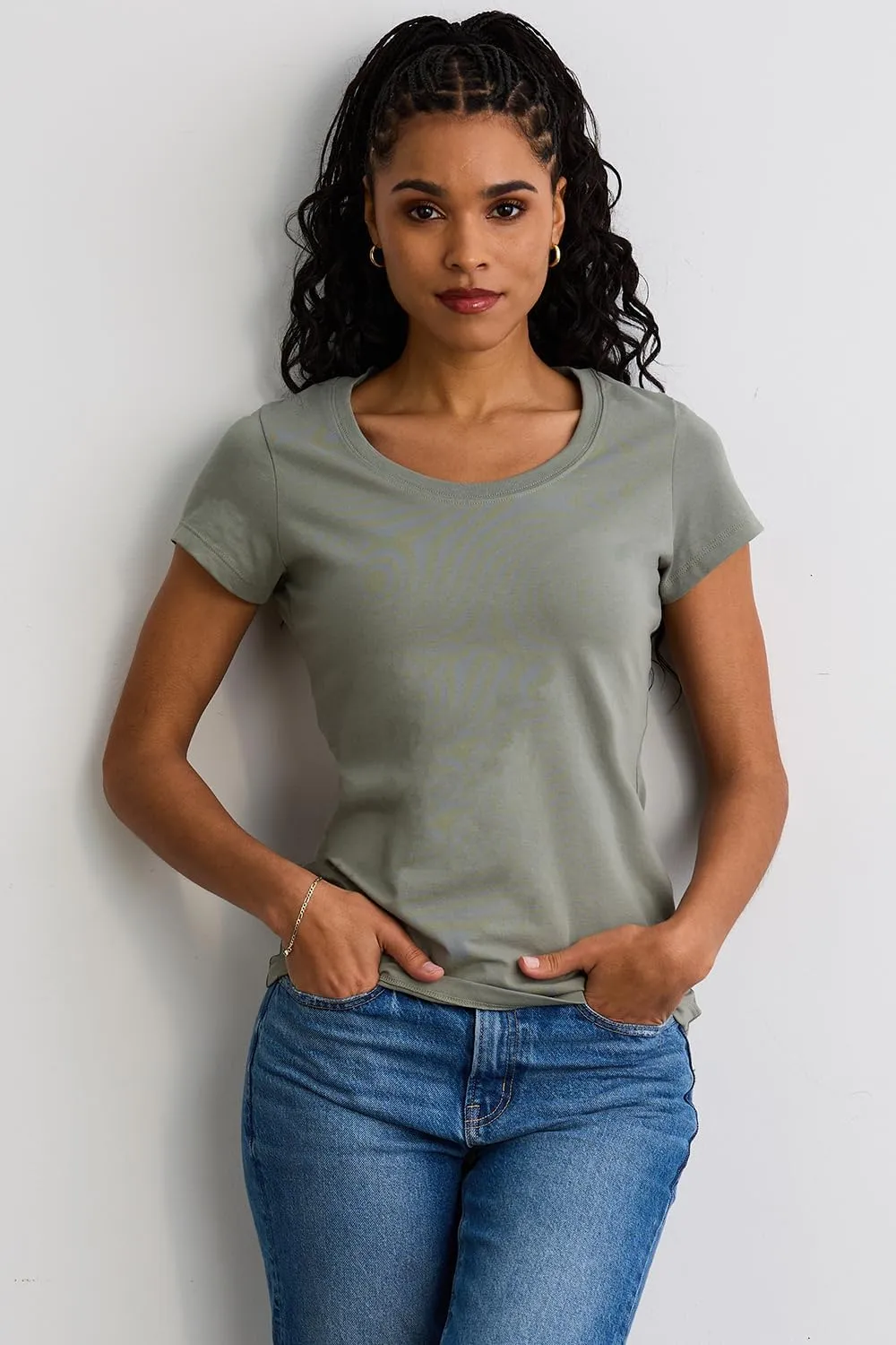 Women's Organic Pima Cotton Short Sleeve Slim Fit Scoop Neck Tee